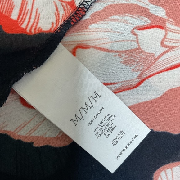 CABI.Floral Navy & tangerine Blouse Top,boho,large blossom flattering layers,SZM - Picture 4 of 4